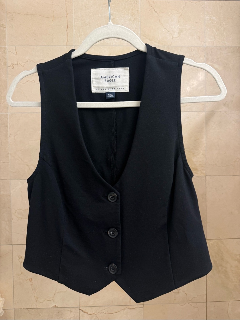 American Eagle Outfitters Black Button-Front Vest Bodysuit